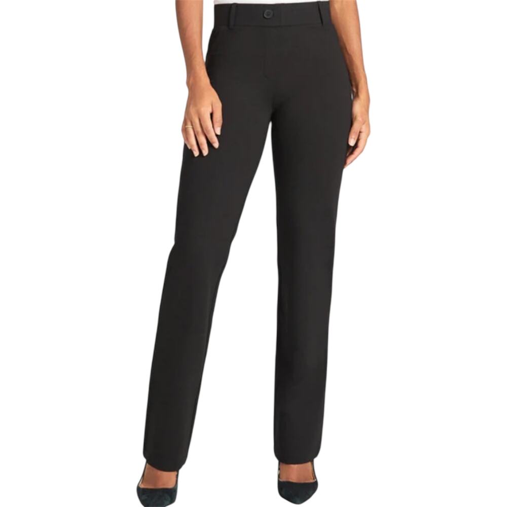 Betabrand Classic DPYP Dress Pant Yoga Pant Mid Rise Ponte Knit Straight Black L